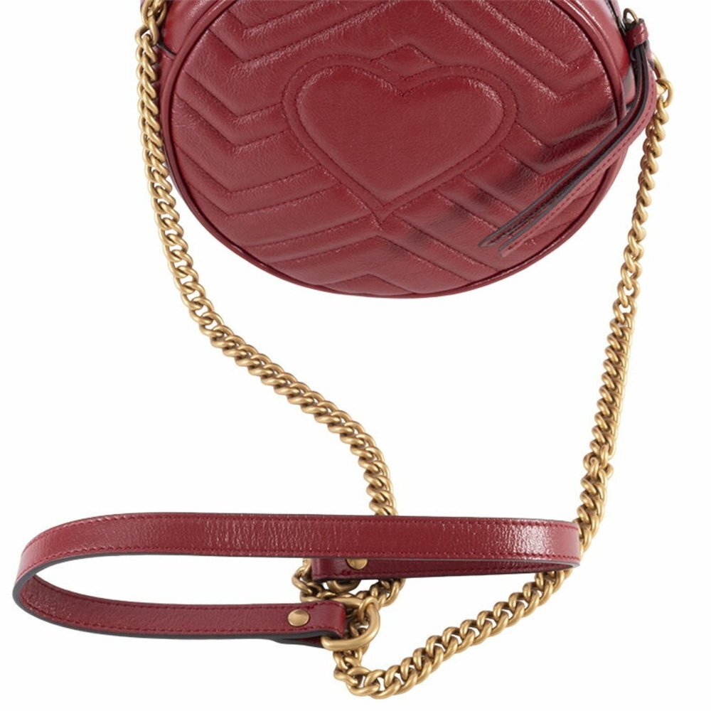 GUCCI Red Leather GG Marmont Shoulder Bag - Picture 5 of 16